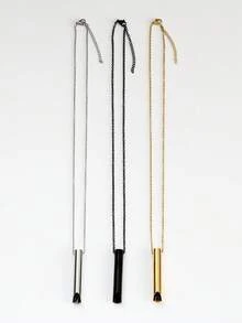 1pc Couples Creative & Minimalist Whistle Pendant Necklace For Meditation, Mindfulness, Breathing & Anxiety Relief, Yoga - Black - View 2