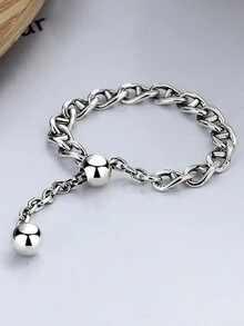 1個男女日常配戴優雅的925純銀tassel和豬鼻設計鍊戒 - YW1542 - 查看 2