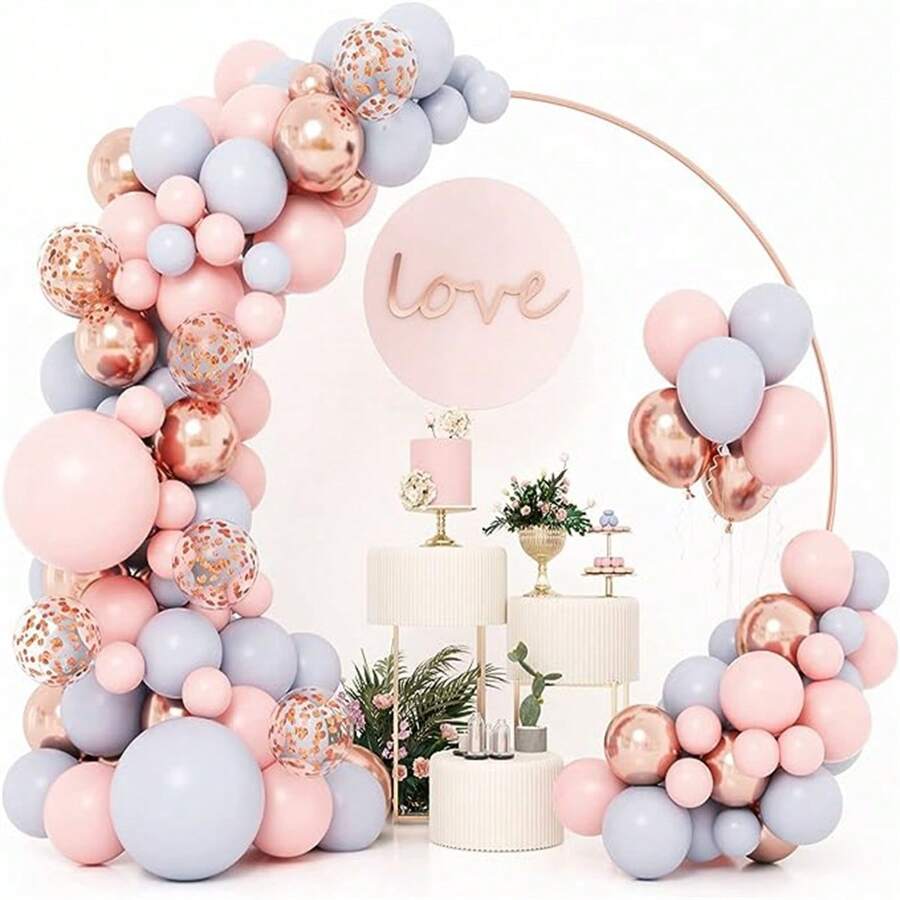 粉藍色氣球拱門套裝,生日派對裝飾用品,成人派對裝飾,婚禮和情人節現場裝飾 - 彩色 - 查看 1