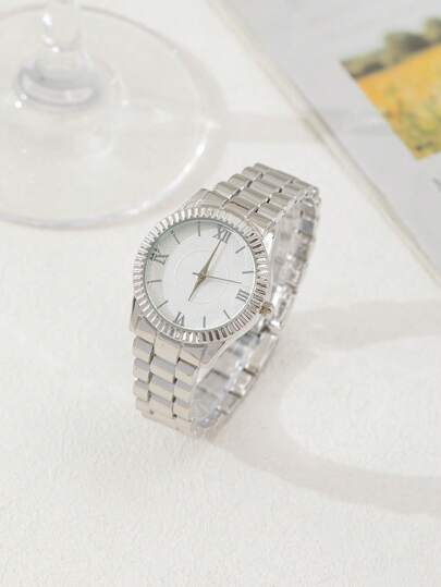 1pc Stainless Steel Material able Elegante Ladies' Wristwatch As Students Returning To School