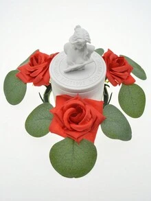 1 PC 8.27 Inch Spring Wreath Yellow/Pink/Red Artificial Plants Wreath Candlestick Wreath Home Decor For Weddings Parties Walls Windows Outdoors Indoors - Candlestick Garland Trumpet-red - View 1