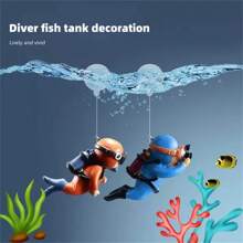 5入組水族箱裝飾套裝,創意潛水員造型漂浮裝飾品,有趣的景觀,美學景觀,適用於各種水族箱 - 藍色 - 查看 3