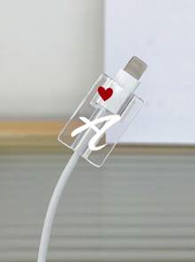 Transparent Glitter Heart Protective Case Compatible With Apple Charger Head (18w & 20w), Soft Shell