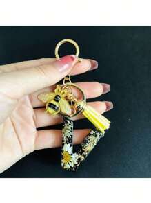 1pc A-Y Initial Keychain, Cute Daisy & Bee Resin Keyring, Suitable For Hanging On Bags, Backpacks, Cars, Great Gift For Women And Girls, Also For Valentine's Day - Multicolor - View 21