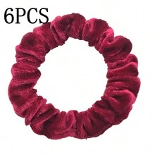 6/10 件/批 天鹅绒女士女孩发圈弹性发带 多色混合纯色时尚马尾辫固定发带配饰发圈 适合日常使用 - 彩色 - 查看 52