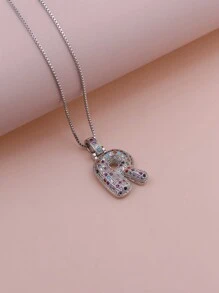 Fashionable Hip-Hop Colored  26 English  Letters Silver Color Pendant Adjustable Necklace Men Women Versatile Jewelry - Silver - View 4