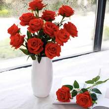 1朵人造玫瑰花,適用於情人節、家居和婚禮裝飾 - 玫紅色 - 查看 2