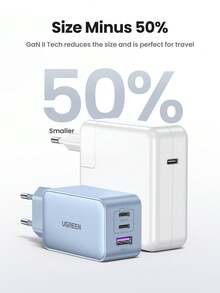 UGREEN 65W GaN 3 連接埠 C 型快速充電器相容於三星 S23 S22 Ultra iPhone 15 14 13 iPad 平板電腦筆記型電腦 - 藍色 - 查看 5