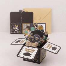 1pc 3d Pop-Up Gift Box With Foldable Greeting Card & Paper Craft Diy Materials Cartoon Creative Thanksgiving Card - Multicolor - View 7