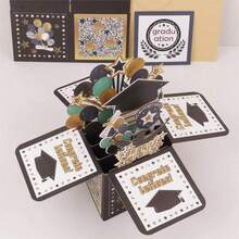 1pc 3d Pop-Up Gift Box With Foldable Greeting Card & Paper Craft Diy Materials Cartoon Creative Thanksgiving Card - Multicolor - View 6