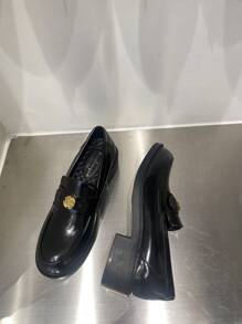 Zapatos Mary Janes Con Suela Gruesa Y Detalle De Flor De Camelia, Clásicos Con Plantilla Masajeadora De Guijarros, Zapatos Retro Con Un Solo Toque De Suela Gruesa Y Forro De Peluche, Nueva Colección De Otoño E Invierno