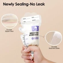 Breastmilk Storage Bags - 60pcs/120 Pcs/200pcs,3Ounce /6Ounce/9Ounce, Meet Different Needs,Self-Standing With Pour Spout, Space-Saving Flat Profile, Ideal For Convenient Breastfeeding And Milk Storage, Refrigeration & Freezing - 深紫色(250ml) - 查看 2