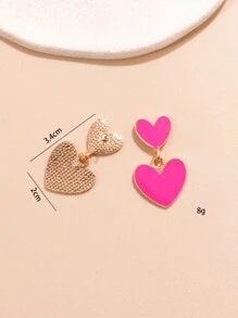 1 cặp bông tai hình trái tim thời trang dành cho phụ nữ để trang trí hàng ngày cho ngày lễ tình nhân, mẹ, mẹ, ngày của mẹ, quà tặng - Màu Hồng Tươi - Xem 4