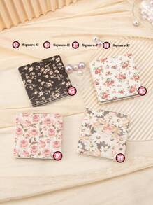 1入組英式田園花卉風格折疊化妝鏡,可攜式方便化妝鏡,適用於學生/上班族/朋友節日禮物,小巧鏡面可放桌上,180°調節化妝鏡,易於使用,手持式化妝鏡,適用於所有場合 - 彩色 - 查看 1