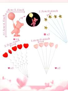 LaVenty Bear Heart Cake Topper Love Cake Decoration Valentine'S Day Cupid Cake Topper - Pink - View 3