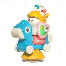 嬰兒旋轉木馬固定吸盤玩具,適用於高腳椅或餐桌,教育性和安撫,適合作為新年或生日禮物 - 藍色 - 查看 2