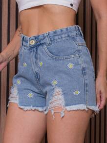 Women Denim Shorts - Light Wash - View 3