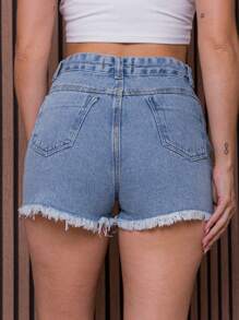 Women Denim Shorts - Light Wash - View 4