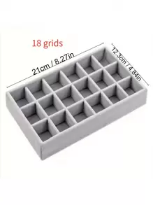 1 件/4 件可堆叠天鹅绒珠宝托盘，抽屉式珠宝收纳展示托盘全天鹅绒，耳环项链手链戒指收纳盒，（灰色） - 灰色 - 查看 15