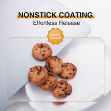 Hongbake大型無邊平底曲奇烤盤,不沾防燙烘焙盤,商用烤箱托盤2片,16" X 14",灰色 - 銀色 - 查看 4