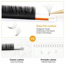 NAGARAKU Easy Fanning Eyelash Extension 8-15mm Autofan Fast Bloom Self Flowering Pre-Bonded Volume Makeup Easyfan False Eyelashes Lash Clusters,Eye Lash Clusters,Individual Eyelashes,Lashes,Fake Lashes - Black - View 4
