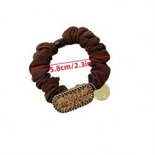 Fashion Satin Bow Scrunchie For Women, Geometric Elliptical Zinc Alloy Hair Elastic With Rhinestones, Versatile Ponytail Holder Hair Tie, A Great Gift For Friends - Multicolor - View 8