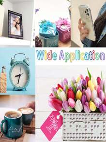 4pcs Acrylic Self-Adhesive Rhinestone Sticker With Ab Color Glitter Gemstone & Tweezer, For Frame, Phone Case, Scrapbook, Greeting Card, Face Decoration, Nail - White - View 3