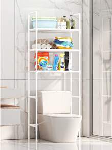Organizador para baño lavadora rack toallero mueble estante sanitario repisa - Blanco - Ver 4