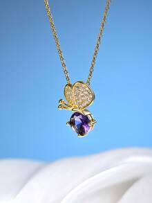 1 件多色金屬銅鑲嵌水鑽花朵吊墜項鍊,適合情人節、情侶和朋友禮物,適合女士日常佩戴 - 彩色 - 查看 10