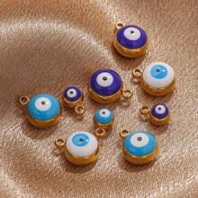 6 件裝不銹鋼圓形吊墜魔鬼之眼 Diy 項鍊耳環珠寶配件製作 - 圓形吊墜 - 查看 4