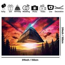 森林自然掛毯,幻想自然風景牆飾掛毯,重力卡通掛毯適用於臥室、客廳、宿舍,尺寸為59x39吋 - 紅色 - 查看 2