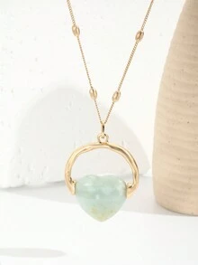 1枚心形寶石轉動長項鍊,適合女性日常和約會佩戴 - 愛心 - 查看 2