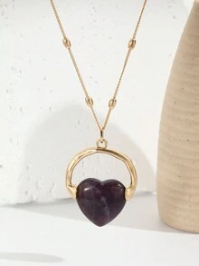 1枚心形寶石轉動長項鍊,適合女性日常和約會佩戴 - 愛心 - 查看 4