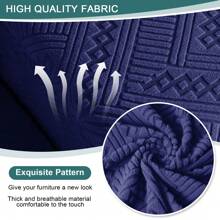 Stretch Recliner Sofa Covers, Reclining Couch Covers With Pockets, Jacquard Reclining Sofa Covers Soft Washable Furniture Protector With Elastic Bottom - Dark Blue - View 5