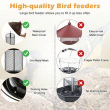 Squirrel-Proof Metal Wild Bird Feeder With Perch And Drain Holes - 自然的 - 查看 6