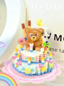 Building Blocks Inserting Small Particles Mini Toys Creative Cartoon Desktop Decoration Handmade Diy Birthday Gift - Apricot - View 1