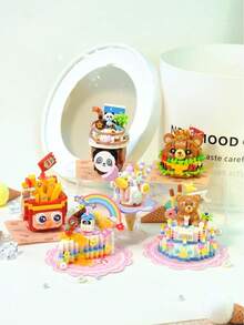 Building Blocks Inserting Small Particles Mini Toys Creative Cartoon Desktop Decoration Handmade Diy Birthday Gift - Apricot - View 8