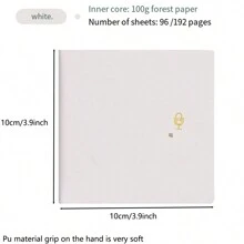 1本方形口袋筆記本,pu實心柔軟封面,襯線日記本,適合學生和上班族 - 白色 - 查看 4