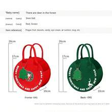 1pc Christmas Felt Gift Bag Santa Claus Patterned Present Packaging Box, Creative Xmas Decoration - Green - View 2