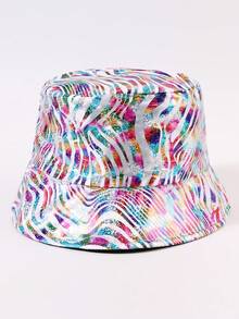 1頂女款隨機綁染y2k風格時尚可反轉漁夫帽,適用於日常穿著和派對 - 彩色 - 查看 1