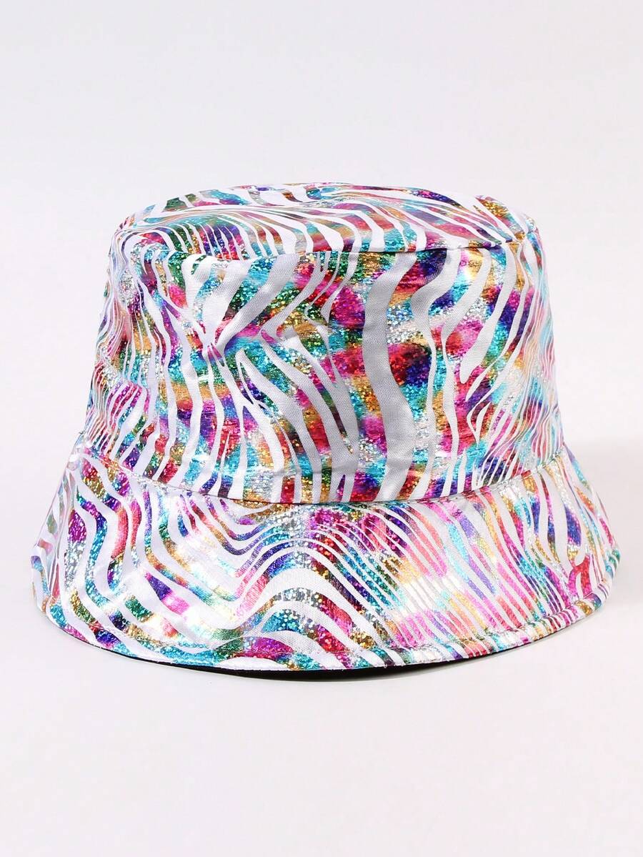1頂女款隨機綁染y2k風格時尚可反轉漁夫帽,適用於日常穿著和派對 - 彩色 - 查看 1