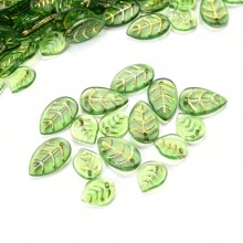 50入/批金色綫綠葉子吊墜亞克力墜子,diy家居手工藝品製作,髮夾手鏈耳環項鍊聖帕特裡克節裝飾 - 綠色 - 查看 3