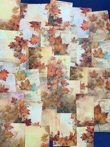 have a good day 30 張/包秋季楓葉主題剪貼簿紙,適合 Diy 工藝裝飾和日記、學生文具 - 橘色 - 查看 4