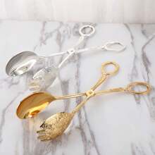 1pc Gold-Colored Metal Salad Spoon Clip, Exquisite Buffet Party Dessert Tool For Birthday Party And Dinner, Kitchen, Christmas Gift - Gold - View 5