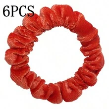 6/10 件/批 天鹅绒女士女孩发圈弹性发带 多色混合纯色时尚马尾辫固定发带配饰发圈 适合日常使用 - 彩色 - 查看 32