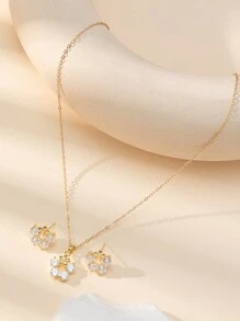 Personalized And Simple Fashionable Floral Jewelry Set With Teenage Girl Style - Gold - View 2