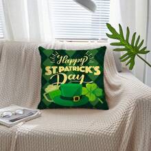4 件/套聖派翠克節主題靠墊套（不含枕頭芯）45x45 公分綠帽和四葉草圖案單面印花聚酯枕套裝飾抱枕套適用於客廳、臥室、沙發、家居裝飾 - 彩色 - 查看 5