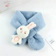 A 2023秋冬兒童圍巾親子毛絨加厚仿兔毛寶寶脖子卡通版保暖圍巾 - 白色 - 查看 2