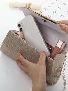 Luxuosa Gola Elástica Coração De Pérola Com Decoração De Strass Versátil E Fashion Para Mulheres, Conjunto De Pulseira, Brinco E Colar De Strass Para Noiva Em Festa, Bolsa De Noite Com Babado, Bolsa De Ombro Com Corrente, Conjunto Clutch De 4 Peças