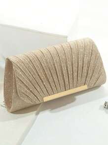Luxuosa Gola Elástica Coração De Pérola Com Decoração De Strass Versátil E Fashion Para Mulheres, Conjunto De Pulseira, Brinco E Colar De Strass Para Noiva Em Festa, Bolsa De Noite Com Babado, Bolsa De Ombro Com Corrente, Conjunto Clutch De 4 Peças
